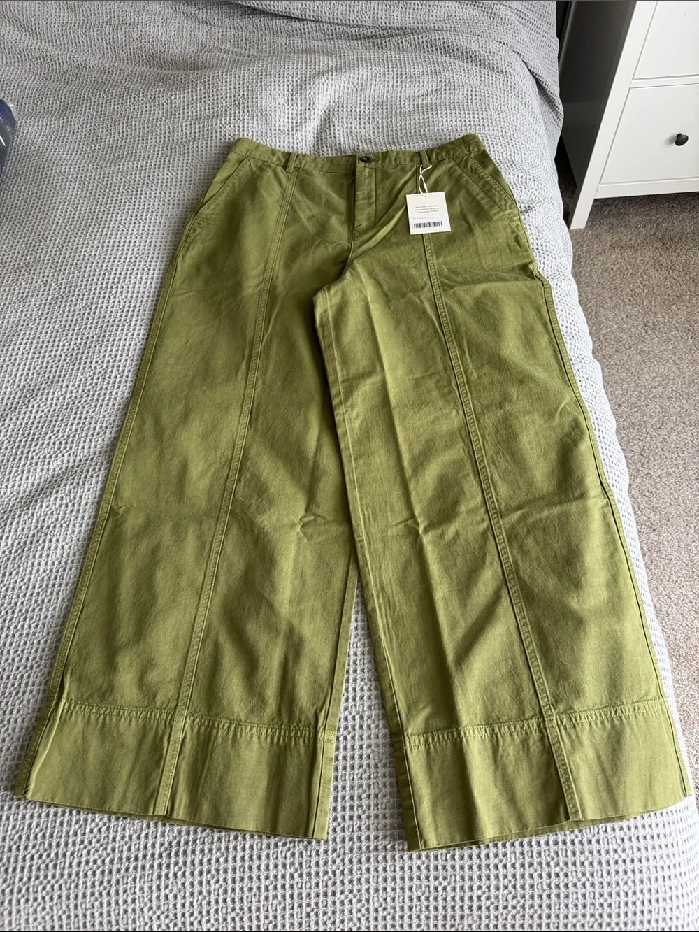 NWT! Everlane SEAMED WIDE-LEG PANT Cotton/Linen Blend Olive Green Utility Pants